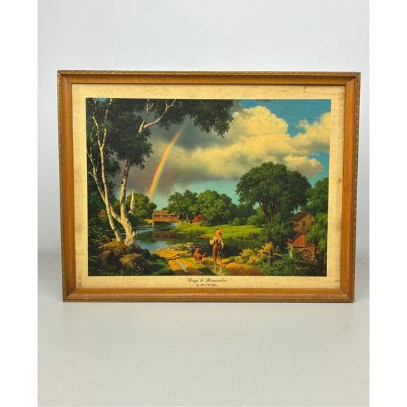 Vintage Days To Remember Paul Detlefsen Mid Century Americana Framed Print 18X14 - Picture 1 of 4